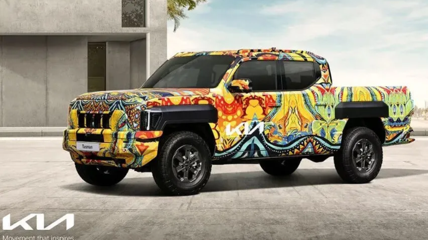 Kia Gives A Sneak Peek Of Its New Tasman Pickup Truck Using A Special Camouflage Design