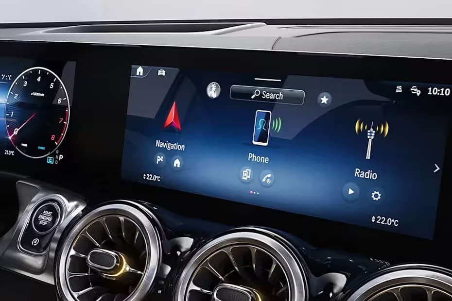 Mercedes-Benz GLB Class Stereo with Power start Button Close Up View AC Vents Mercedes-Benz GLB Class Stereo with Power start Button Close Up View AC Vents