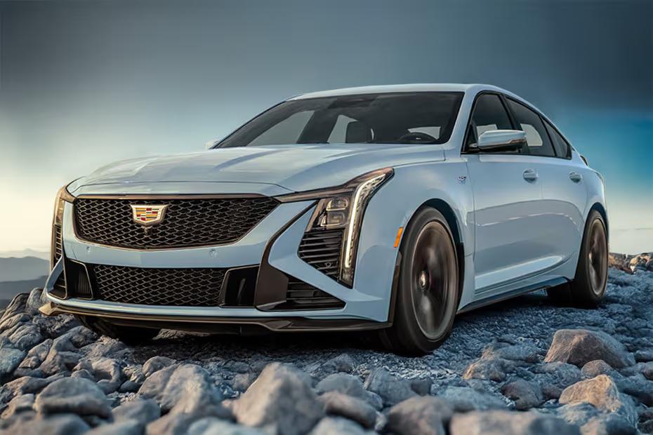 Cadillac CT5 V 2026 Front left side angle view showing the front bumper Cadillac CT5 V 2026 Front left side angle view showing the front bumper