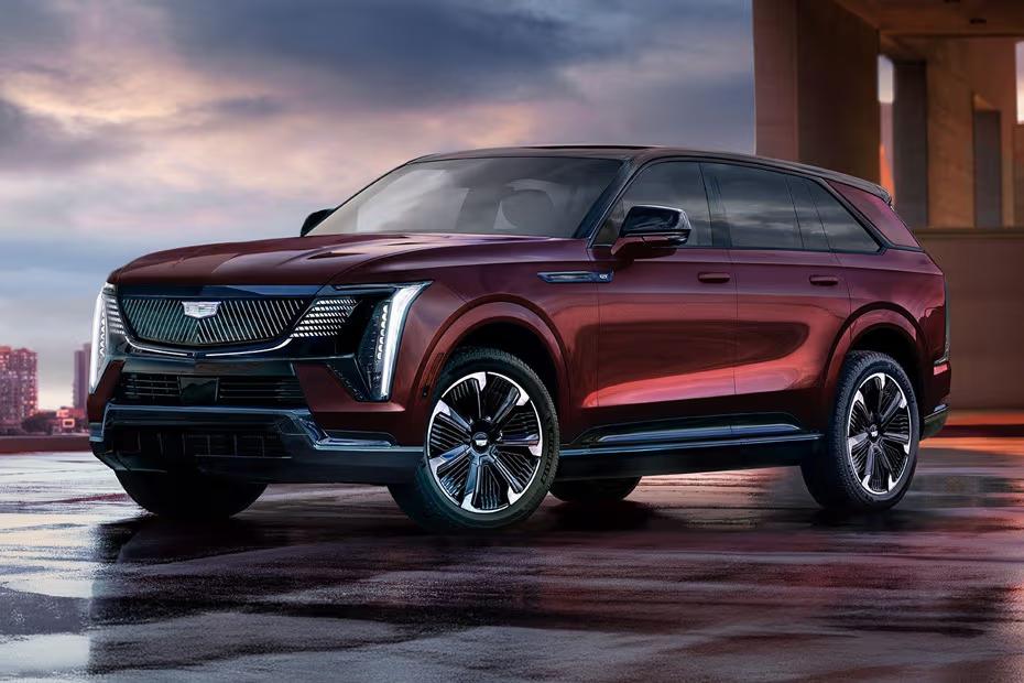 Cadillac Escalade IQ 2026 SUV Front left side angle view with LED headlights Cadillac Escalade IQ 2026 SUV Front left side angle view with LED headlights