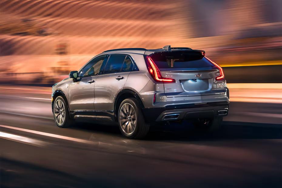 Cadillac XT4 2026 Rear Left Side Angle View Showing Taillights, Tailgate and Alloy Wheels Cadillac XT4 2026 Rear Left Side Angle View Showing Taillights, Tailgate and Alloy Wheels