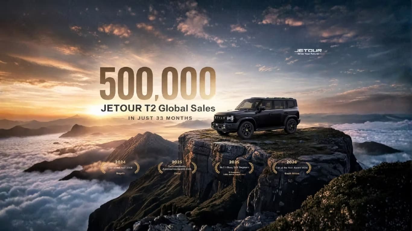JETOUR T2 Surpasses 500,000 Global Sales in Just 33 Months, Becomes Fastest-Selling Boxy SUV JETOUR T2 Surpasses 500,000 Global Sales in Just 33 Months, Becomes Fastest-Selling Boxy SUV