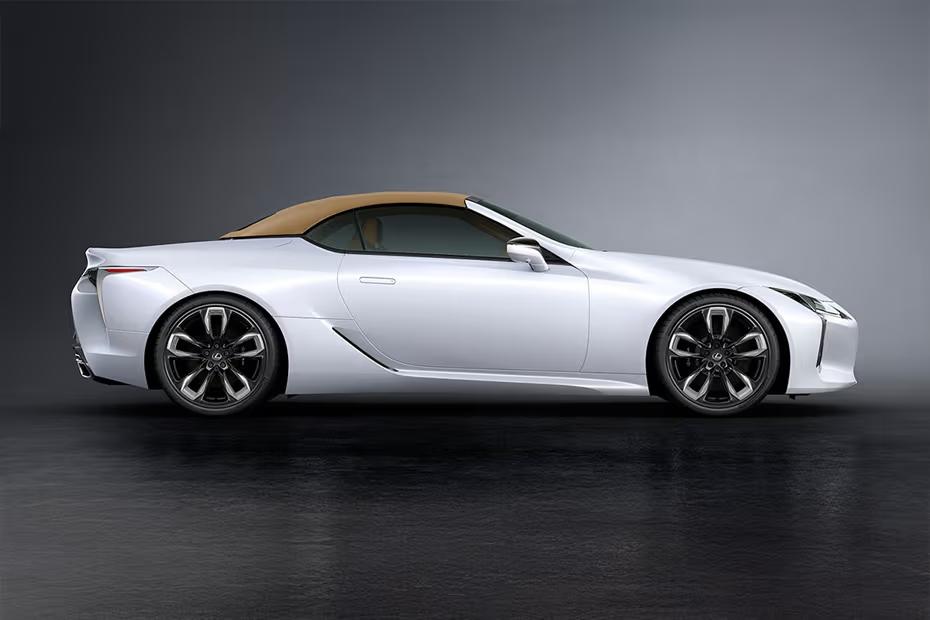 Lexus LC 500 Convertible 2026 Coupe White right side mirror view Lexus LC 500 Convertible 2026 Coupe White right side mirror view