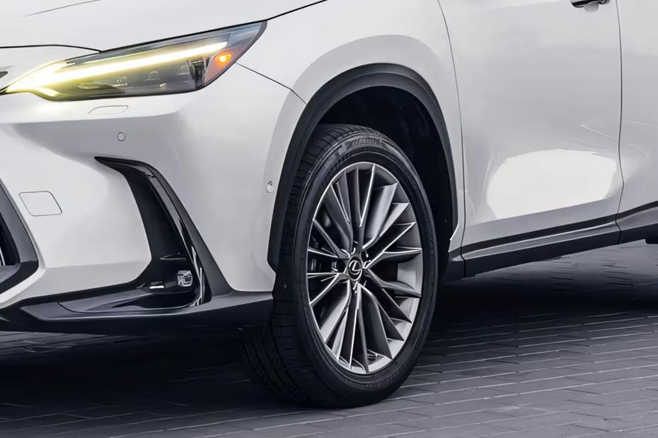 Lexus NX Hybrid 2026 SUV White Nova alloy wheel design close-up Lexus NX Hybrid 2026 SUV White Nova alloy wheel design close-up