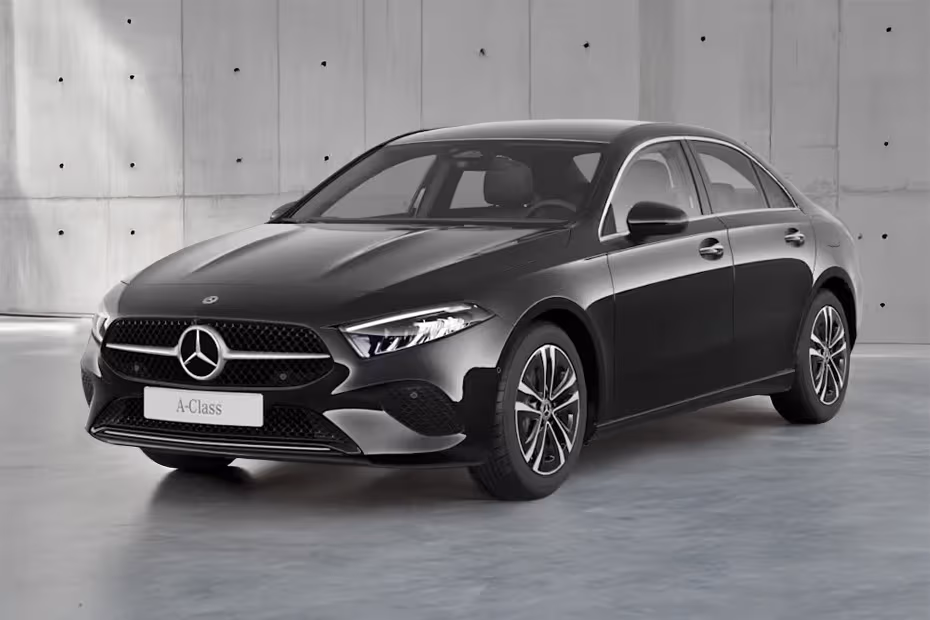 Mercedes-Benz A-Class Sedan Black Left Front view with LED DRLs Mercedes-Benz A-Class Sedan Black Left Front view with LED DRLs