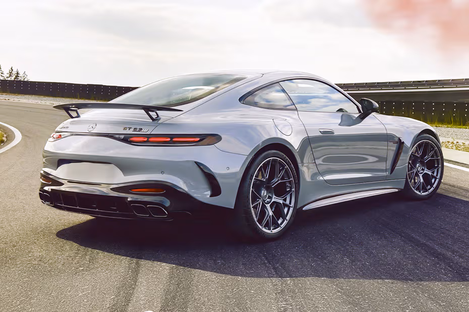 Mercedes-Benz AMG GT 2026 Rear Right side angle view showing taillights Mercedes-Benz AMG GT 2026 Rear Right side angle view showing taillights