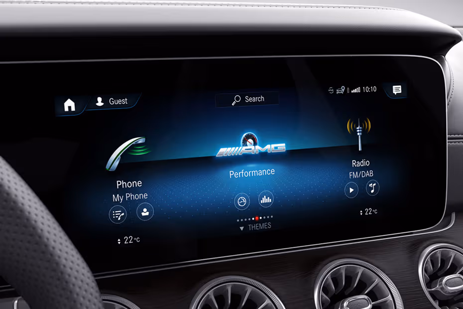 Mercedes-Benz AMG GT 4 DOOR 2026 Dashboard with floating touchscreen infotainment system Mercedes-Benz AMG GT 4 DOOR 2026 Dashboard with floating touchscreen infotainment system