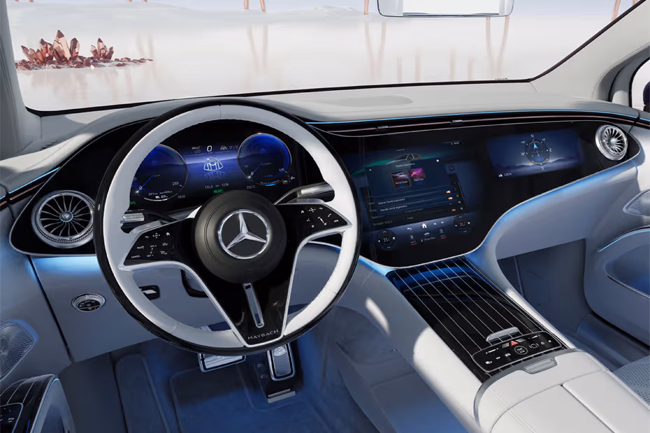 Mercedes-Benz Maybach EQS 2026 Dashboard Layout with Dual integrated displays Mercedes-Benz Maybach EQS 2026 Dashboard Layout with Dual integrated displays