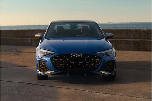 Audi S3 Navarra Blue Metallic Sedan front view with LED Headlights Audi S3 Navarra Blue Metallic Sedan front view with LED Headlights