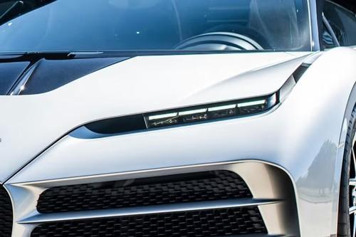 Bugatti Centodieci White Coupe Projector LED Headlight Close up Bugatti Centodieci White Coupe Projector LED Headlight Close up