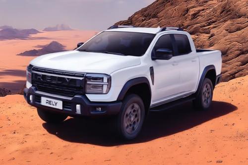 Chery Rely R08 2026 Metallic White Pickup Truck Front Bumper with Fog Lamps Chery Rely R08 2026 Metallic White Pickup Truck Front Bumper with Fog Lamps