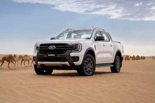 Ford Ranger 2025 Frozen White Pickup Truck Front Left Side Angle View Ford Ranger 2025 Frozen White Pickup Truck Front Left Side Angle View