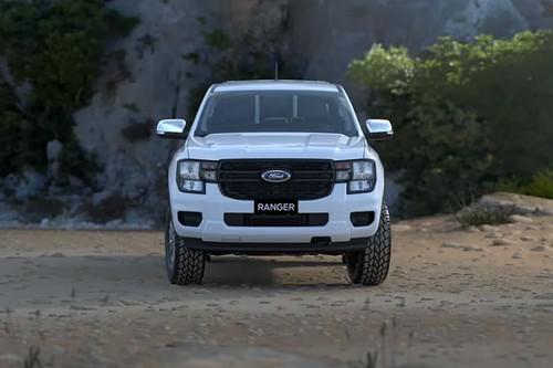 Ford Ranger 2025 Frozen White Pickup Truck Front View With LED Headlights Ford Ranger 2025 Frozen White Pickup Truck Front View With LED Headlights