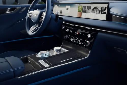 Genesis EV G 80 Sedan interior centre console storage compartment Genesis EV G 80 Sedan interior centre console storage compartment