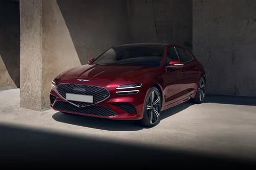 Genesis G70 SB Red Luxury right side angle view Genesis G70 SB Red Luxury right side angle view