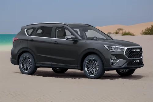 Jetour X70 FL 2026 SUV Front Left View Highlighting Front Grille and Headlights Jetour X70 FL 2026 SUV Front Left View Highlighting Front Grille and Headlights