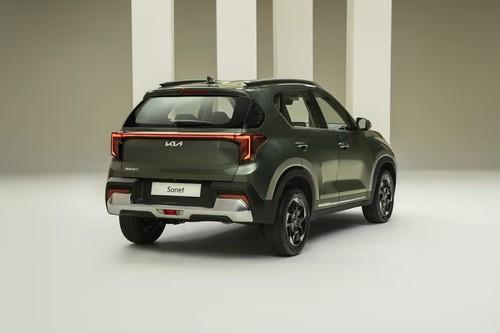 Kia Sonet 2026 SUV Rear Left Side Angle View Showing LED Tail Lights Kia Sonet 2026 SUV Rear Left Side Angle View Showing LED Tail Lights