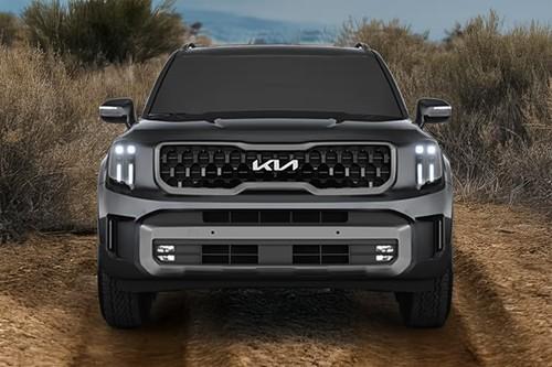 Kia Telluride 2025 SUV Front View with LED Headlights Kia Telluride 2025 SUV Front View with LED Headlights