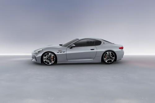 Maserati GranTurismo Banquise White Coupe left side profile with alloy wheels Maserati GranTurismo Banquise White Coupe left side profile with alloy wheels