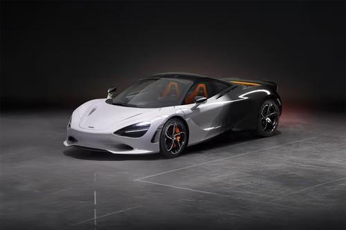 McLaren 750S Coupe front right side angle view on city street McLaren 750S Coupe front right side angle view on city street