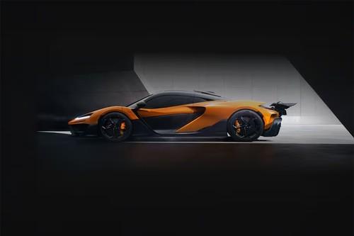 McLaren W1 Orange Coupe left side profile with alloy wheels McLaren W1 Orange Coupe left side profile with alloy wheels