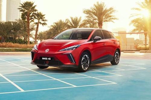 MG 4 EV Hatchback Front angle left side low view MG 4 EV Hatchback Front angle left side low view