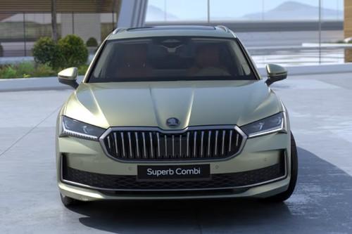 Skoda Superb Combi 2025 Front View with LED Headlights Skoda Superb Combi 2025 Front View with LED Headlights