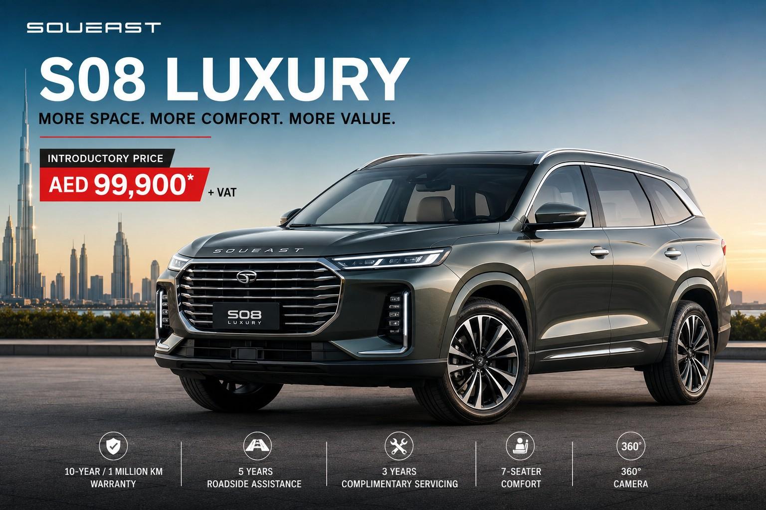 Soueast S08 Luxury Launched in UAE — Same SUV, Smaller Price Tag Soueast S08 Luxury Launched in UAE — Same SUV, Smaller Price Tag